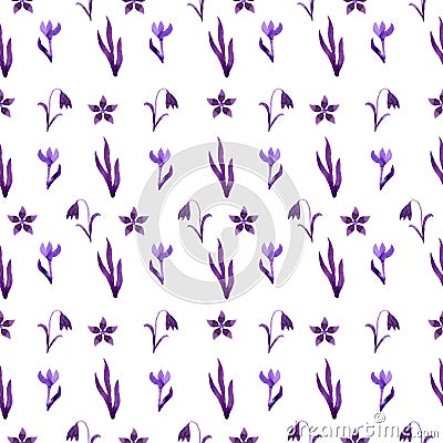 pattern lilac flowers on a white background Stock Photo