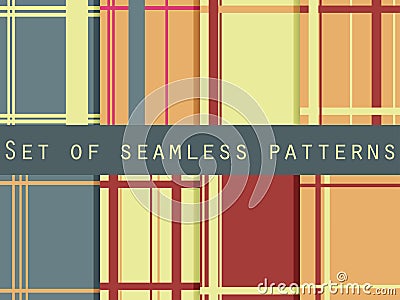 The pattern of lines, striped background, retro pattern, set of seamless patterns, retro colors. Vector Vector Illustration