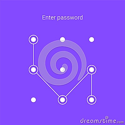 Pattern Lock Screen with Password Entry Interface security interface privacy design Vector Illustration