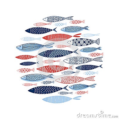 Pattern made of decorative fish Vector Illustration