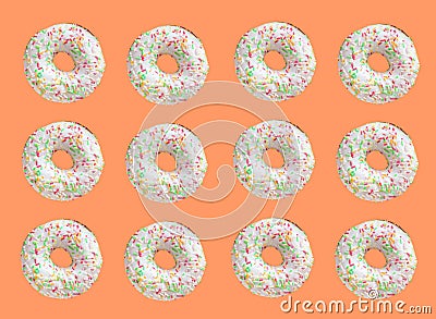 Pattern made of ring donuts Stock Photo