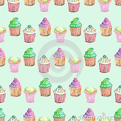 Pattern with muffins Stock Photo