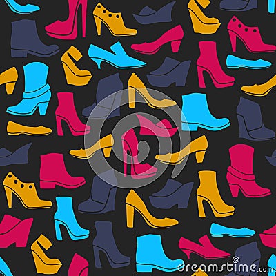 pattern with multicolor different kinds of shoes Stock Photo