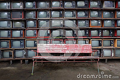 Pattern old Televisions. Editorial Stock Photo