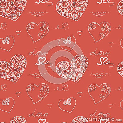 Pattern with openwork hearts. Seamless pattern for design Valentine\'s Day, Women\'s Day, Mother\'s Day greeting card, wedding Stock Photo