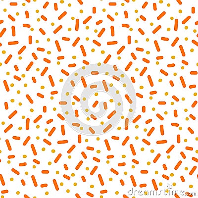 A pattern with orange festive sprinkling in the form of sticks and dots. Seamless glaze for donuts. Vector illustration Vector Illustration