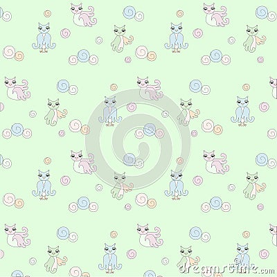 Pattern with owls, pastel colors Vector Illustration