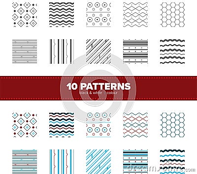 Pattern pack with 10 pieces Stock Photo