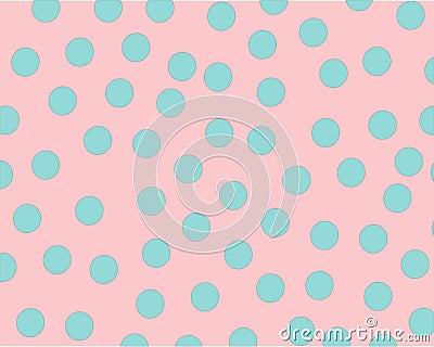 Pattern on pink background blue balls arranged in chaotic order Vector Illustration