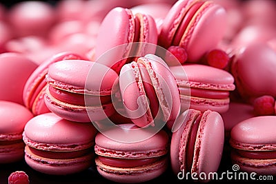 Pattern of pink French macaroons Stock Photo