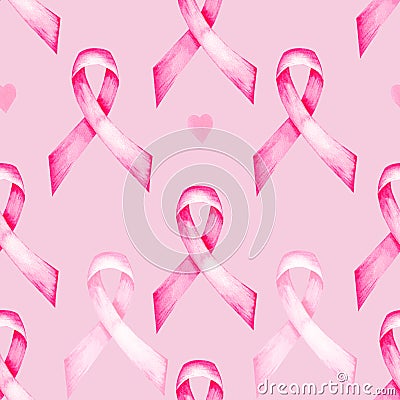 Pattern with a pink ribbon in the month of the fight against breast cancer 7 Stock Photo