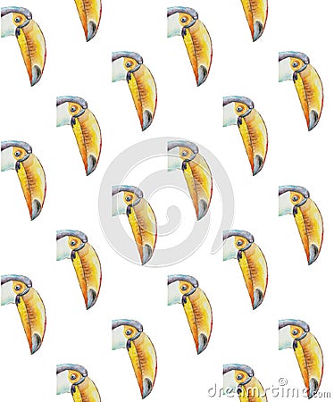 Pattern of portraits of toucans with a large beak Stock Photo