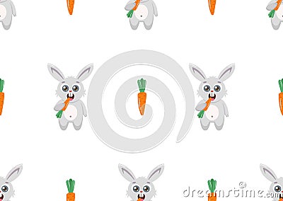 Pattern rabbit and carrots on a white background Vector Illustration