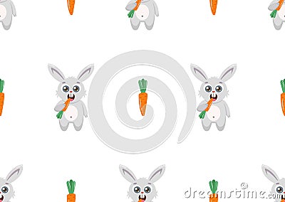 Pattern rabbit and carrots on a white background. Stock Photo