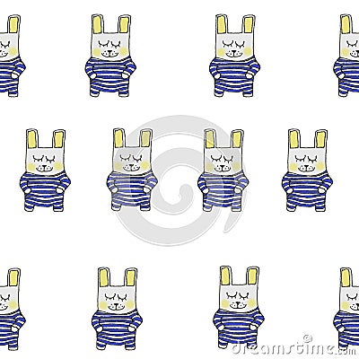 Pattern rabbits in striped clothes Stock Photo