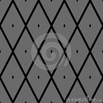 Pattern of repeating white rhombuses on a black background. Geometric background. Vector illustration. Seamless pattern Vector Illustration