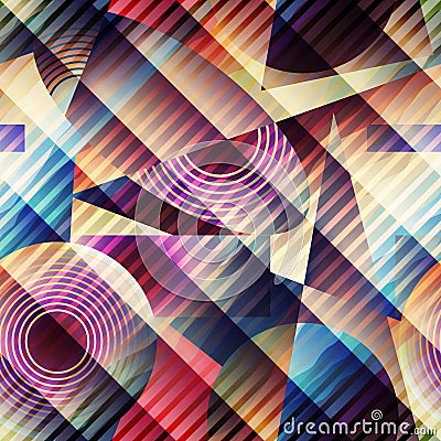 Pattern in retro cubism style. Vector Illustration