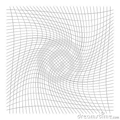 Pattern with rotation, spiral, swirl, twirl effect of perpendicular lines. Twisted lines. Tangled pattern, texture with camber, Vector Illustration