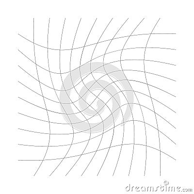 Pattern with rotation, spiral, swirl, twirl effect of perpendicular lines. Twisted lines. Tangled pattern, texture with camber, Vector Illustration