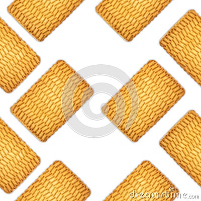 A pattern of round cookies on a white background Stock Photo