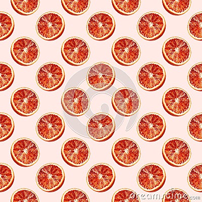 Pattern round slices of red oranges fruit Stock Photo
