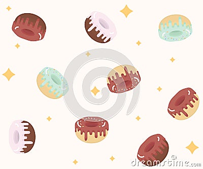 A pattern of said delicious donuts falling or levitating against the background of your design Vector Illustration