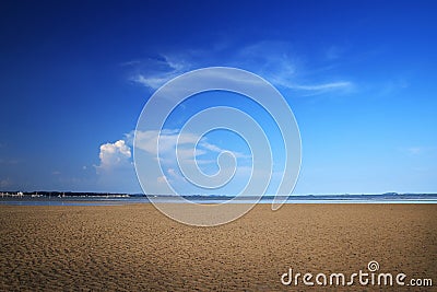 Pattern sand with during the sea down and blue sky Stock Photo