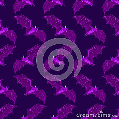 Pattern for seamless background. Bats on a purple . Vector Illustration