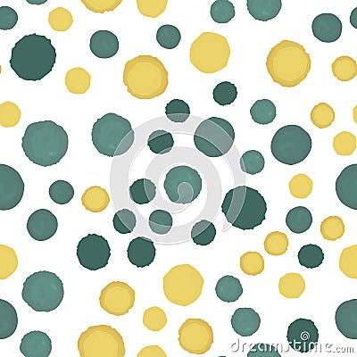 Pattern Seamless Coloring yellow and green polka Vector Illustration