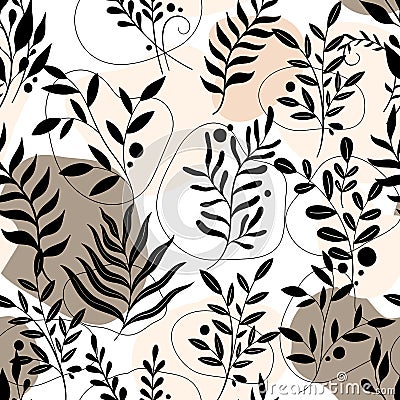 Pattern seamless nature branch.Floral decoration,vinrage style.Elegant plant drawing Cartoon Illustration