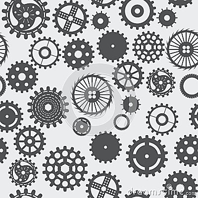 pattern seamless texture background gear wheel turns dark on white Vector Illustration