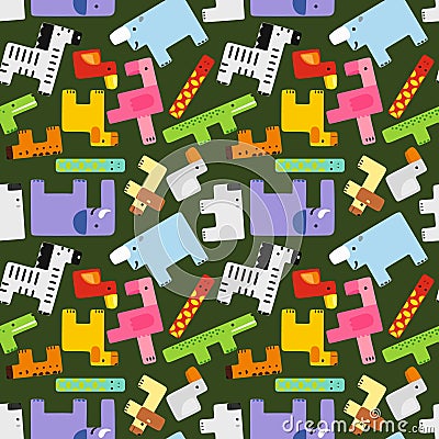 A pattern from a set of animal figures in the Tetris game. Guess the animal puzzle. Tetris in the form of animals Vector Illustration
