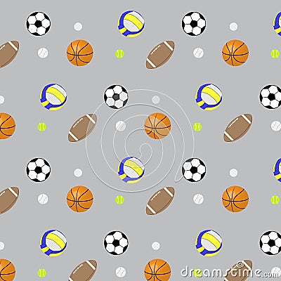 Pattern set ball basketball football volleyball Cartoon Illustration