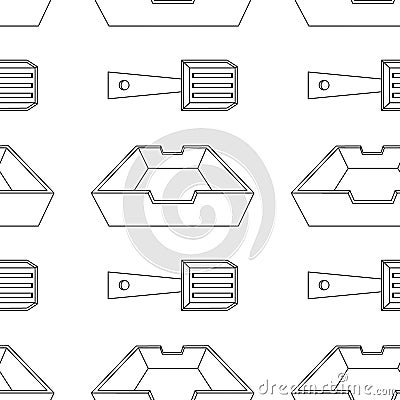 Pattern with a set of elements for animals, cats, dogs, a cat litter, toilet, a shovel for cleaning Vector Illustration