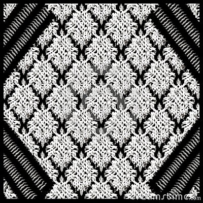 Intricate Black And White Crochet Pattern With Elaborate Borders Stock Photo