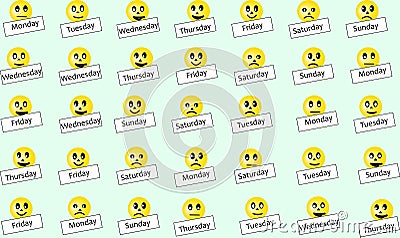 The pattern of the signs of human with days of the week Stock Photo