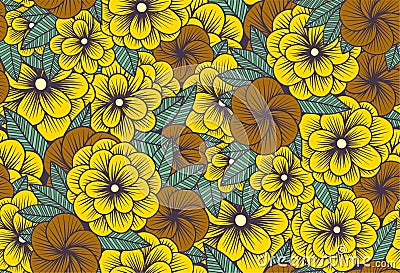 A pattern of simple flowers in yellow and orange Stock Photo