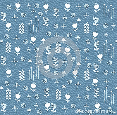 Pattern with simple pretty small flowers, little floral liberty seamless texture background Stock Photo