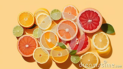 Pattern of slices citrus fruit of lemons,oranges,grapefruit. Stock Photo