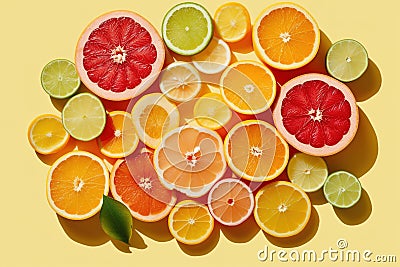 Pattern of slices citrus fruit of lemons,oranges,grapefruit. Stock Photo