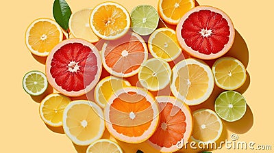 Pattern of slices citrus fruit of lemons,oranges,grapefruit. Stock Photo