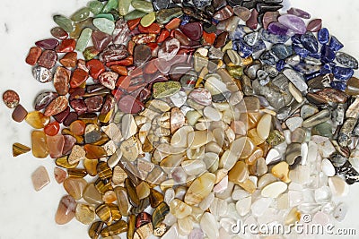 Pattern of small coloured semi-precious stones. Round shape. Stock Photo