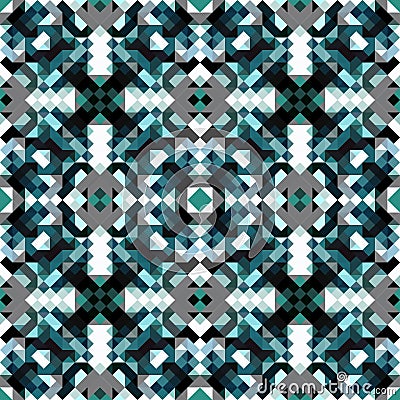 Pattern of small pixels blue geometric seamless pattern Vector Illustration