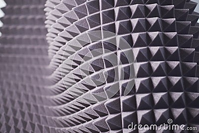 The pattern of the soundproof panel of polyurethane foam. black geometric background Stock Photo