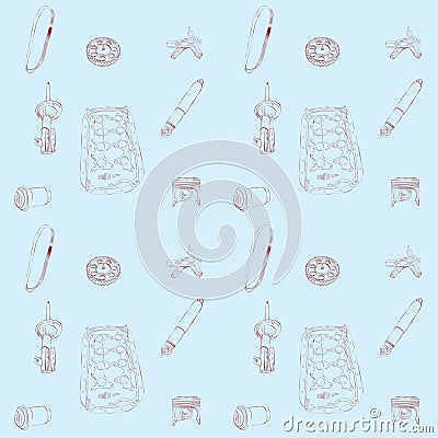 Pattern with spare parts for car Vector Illustration