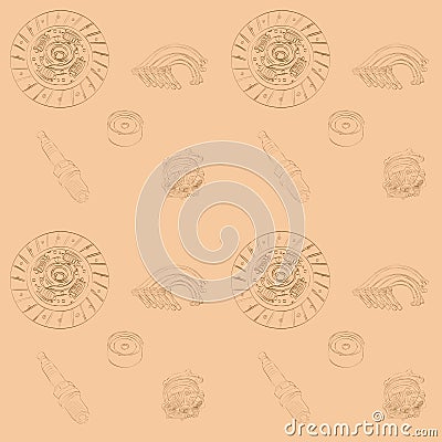 Pattern with spare parts for car Vector Illustration