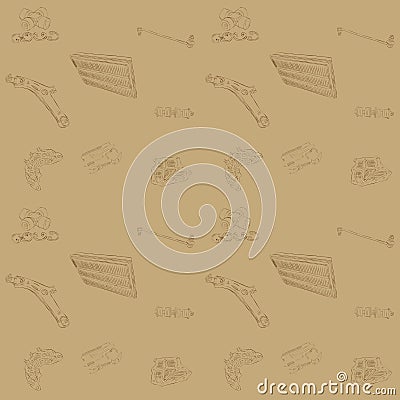 Pattern with spare parts for car Vector Illustration