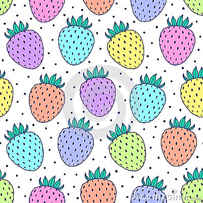 Pattern with strawberries Vector Illustration