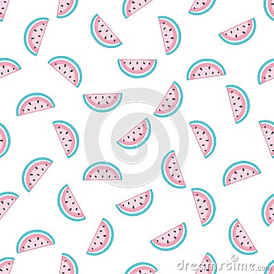 Pattern of sweet juicy pieces watermelon, watermelon slices with seed Vector background, illustration Vector Illustration