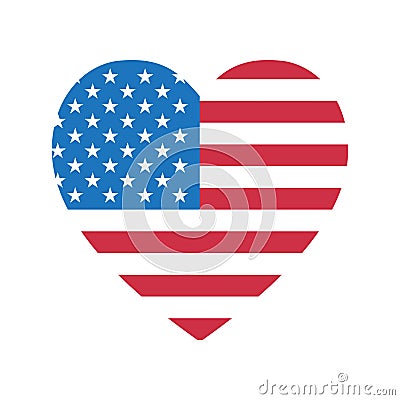 4th of July Happy Independence Day symbol icon HEART Patriotic American flag, stars isolated vector sign Vector Illustration